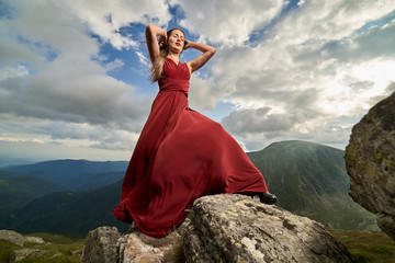 Woman in red dress