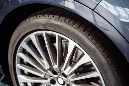 Close Up Of Rim Car Alloy Wheel.