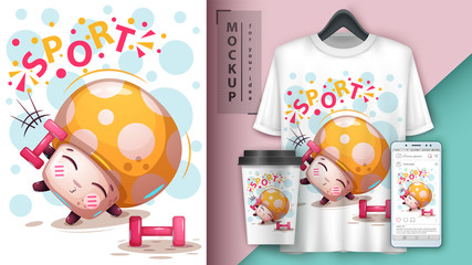 Sport mushroom - mockup for your idea