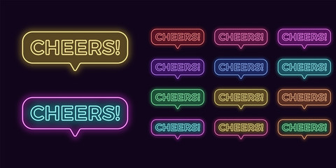 Neon text Cheers, expressive Title, Cheers word