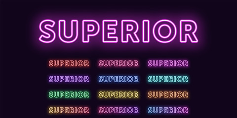 Neon text Superior, expressive Title word Superior