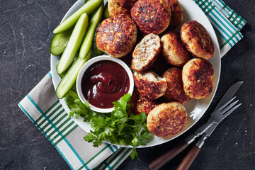 overhead view of fried Polish Meat Patties