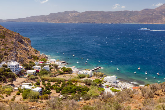 View of Klima fishing village, Milos island, Cyclades, Greece. 