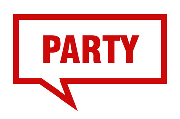 party sign. party square speech bubble. party