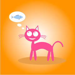 cartoon cat thinks about food. vector illustration