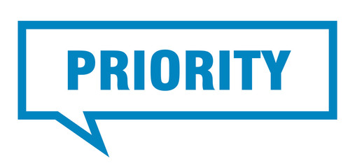 priority sign. priority square speech bubble. priority