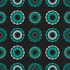 Polka dots seamless pattern. Mosaic of ethnic figures. Patterned texture. Geometric background. Can be used for wallpaper, textile, invitation card, wrapping, web page background.