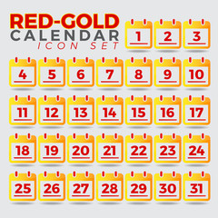 gold calendar icon set