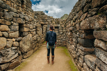 Girl at the Lost city of the Incas, Machu Picchu, Peru