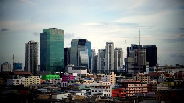 Time lapse of skyscraper at Ratchadapisek area in Bangkok