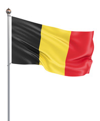 Belgium flag blowing in the wind. Background texture. Brussels, Belgium. 3d rendering, wave. – Illustration .Isolated on white