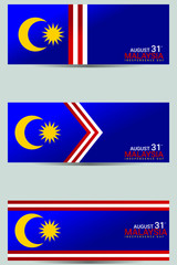 Vector illustration of banner or poster template, Jalur gemilang or Malaysia national flag on 31st August, National Independence Day celebration. 