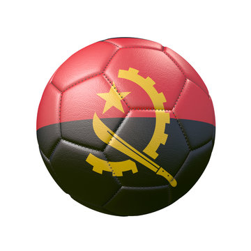 Soccer ball in flag colors isolated on white background. Angola. 3D image