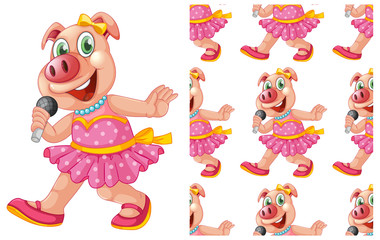 Seamless and isolated animal pattern cartoon