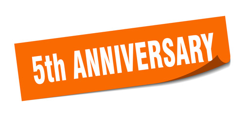 5th anniversary sticker. 5th anniversary square isolated sign. 5th anniversary