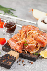 Meat marinated for grill