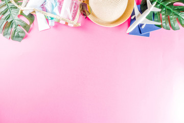 Travel and vacation flatlay background