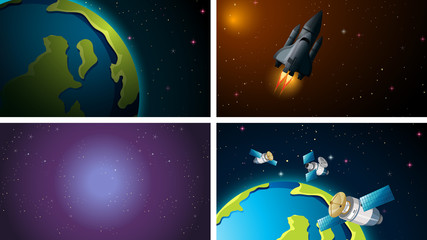 Fototapeta premium Space background scene set