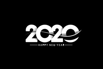Happy New Year 2020 Text Design  Patter, Vector illustration. - obrazy, fototapety, plakaty