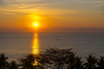 Fototapeta na wymiar tropical sea at beautiful sunset, horizontal shot