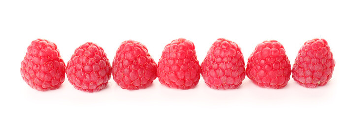 Sweet ripe raspberry on white background