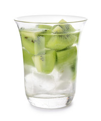 Glass of infused water on white background