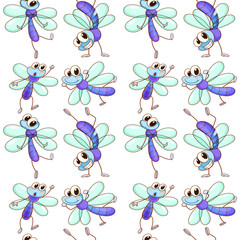 Seamless pattern tile cartoon with dragonfly