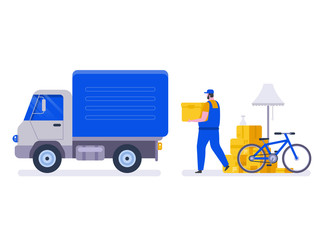 Moving house service. Vector illustration