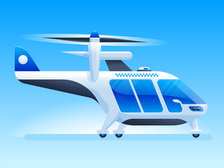 Futuristic helicopter flat vector illustration