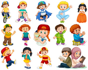 Kids in large group acting our varoous roles