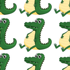 Seamless pattern tile cartoon with crocodile