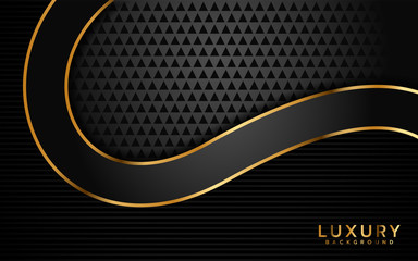 Fototapeta premium Luxurious dark black with golden line background