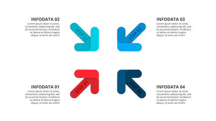 Four arrows infographic elements. Business template for presentation. Vector concept with 4 options or steps.