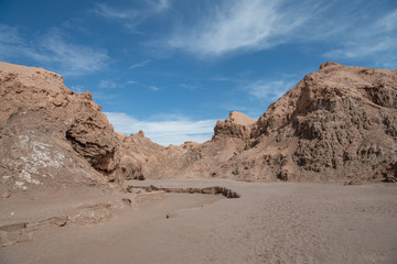 Fototapeta na wymiar arid and dried up river bed in Atacama desert Chile