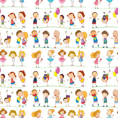 Seamless pattern tile cartoon with kids doodles