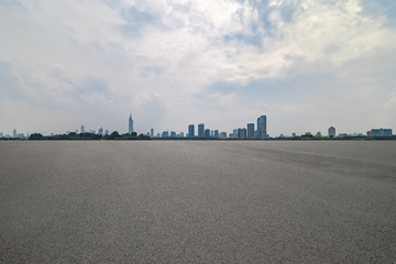 Fototapeta premium Blue Sky, White Cloud, Urban and Pavement Composite Map