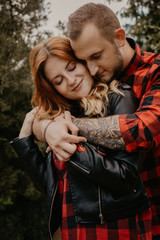 Fototapeta premium Happy loving couple outdoor in park .