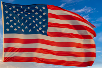 USA flag against the blue sky