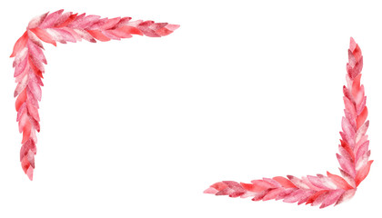 Watercolor square frame nature banner with pink flower petals for inviting romantic and greeting cards, with space for text.