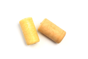 Wine corks isolated on white background .