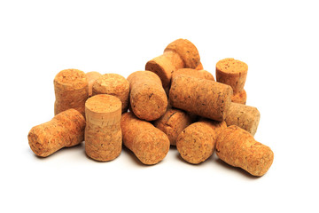 Wine corks isolated on white background .