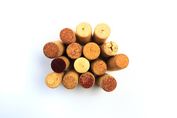 Wine corks isolated on white background .