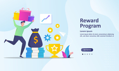 Earn Point concept, Loyalty program and get rewards, Suitable for web landing page, ui, mobile app, banner template. Vector Illustration. 