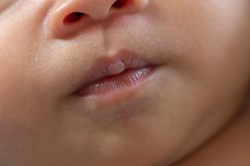The lips of a new born baby