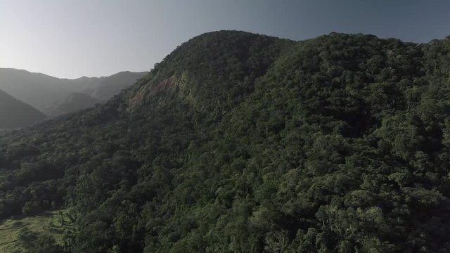 drone fly over beautiful green rain forest 4k