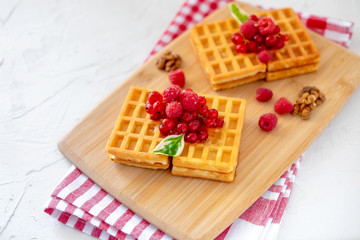 Homemade Waffles With Berry And Honey