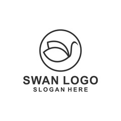 Abstract line bird wing leaf logo design. Swan spa start vector logotype