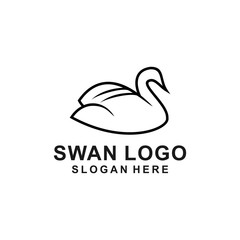 Abstract line bird wing leaf logo design. Swan spa start vector logotype