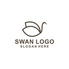 Abstract line bird wing leaf logo design. Swan spa start vector logotype