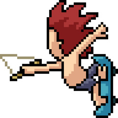 Obraz premium vector pixel art boy skateboard